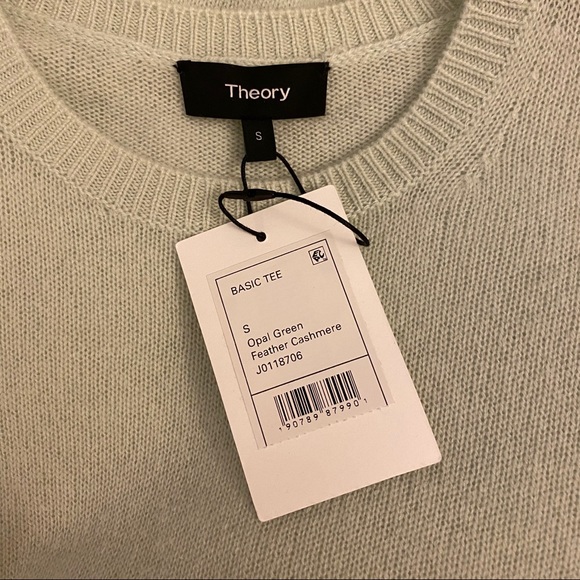 Theory Cashmere Basic Tee Opal Green Feather - Picture 4 of 5